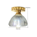 Hallway Clear Glass Flower Gold Semi-Flush Mount Light Image - 23