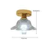 Hallway Clear Glass Flower Gold Semi-Flush Mount Light Image - 24