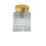 Hallway Clear Glass Flower Gold Semi-Flush Mount Light Image - 5