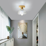 Hallway Clear Glass Flower Gold Semi-Flush Mount Light Image - 6