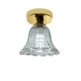 Hallway Clear Glass Flower Gold Semi-Flush Mount Light Image - 7