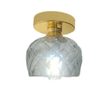 Hallway Clear Glass Flower Gold Semi-Flush Mount Light Image - 9