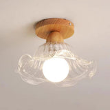 Hallway Clear Glass Flower Semi-Flush Mount Light Image - 11