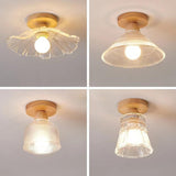 Hallway Clear Glass Flower Semi-Flush Mount Light Image - 12