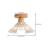 Hallway Clear Glass Flower Semi-Flush Mount Light #size