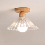 Hallway Clear Glass Flower Semi-Flush Mount Light Image - 2