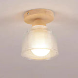 Hallway Clear Glass Flower Semi-Flush Mount Light Image - 4