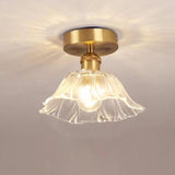 Hallway Clear Glass Flower Semi-Flush Mount Light Image - 7