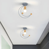 Hallway Crescent Metal Semi-Flush Mount Ceiling Light Image - 1