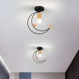 Hallway Crescent Metal Semi-Flush Mount Ceiling Light Image - 5