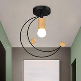 Hallway Crescent Metal Semi-Flush Mount Ceiling Light Image - 6