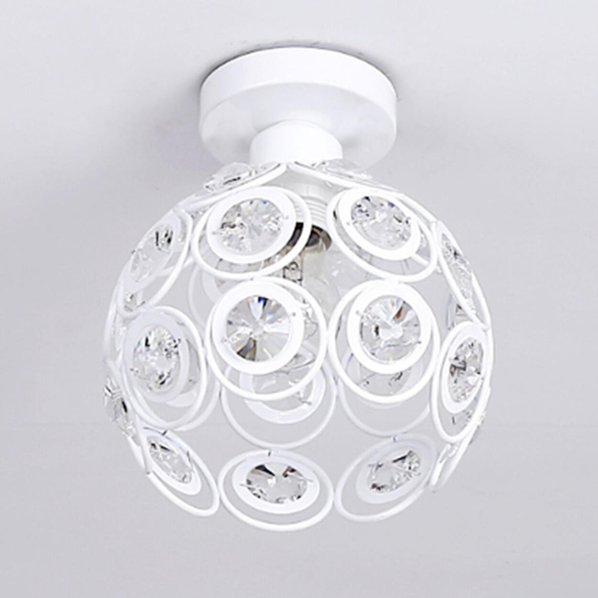 Hallway Crystal Ball Iron Semi-Flush Mount Ceiling Lamp Image - 11