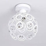 Hallway Crystal Ball Iron Semi-Flush Mount Ceiling Lamp Image - 11