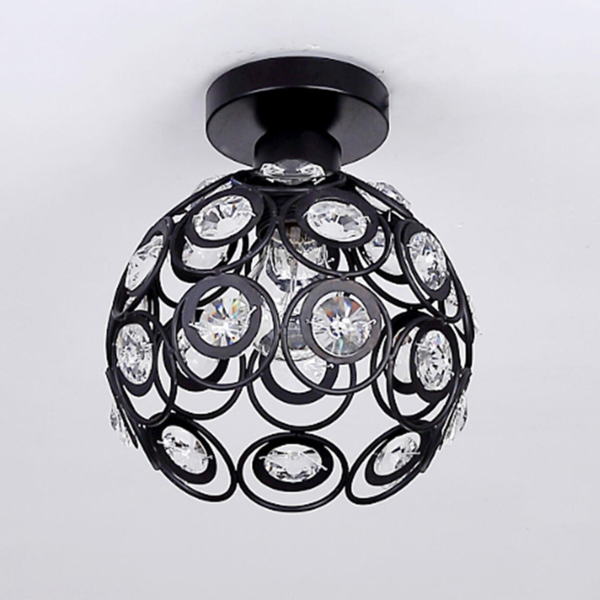 Hallway Crystal Ball Iron Semi-Flush Mount Ceiling Lamp Image - 12