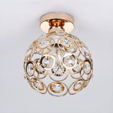 Hallway Crystal Ball Iron Semi-Flush Mount Ceiling Lamp Image - 7