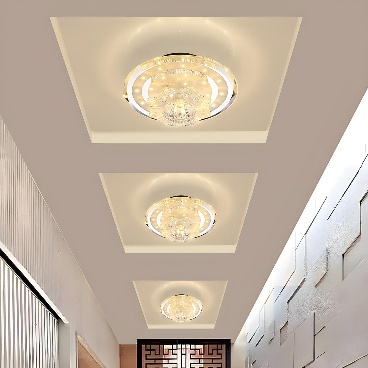 Hallway Crystal Flower LED Flush Mount Ceiling Light Image - 1