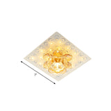 Hallway Crystal Lotus Blossom Square Flush Mount Light Image - 4