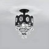 Hallway Crystal Tapered Black Semi-Flush Mount Light Image - 3