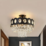 Hallway Crystal Tapered Black Semi-Flush Mount Light Image - 4