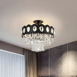 Hallway Crystal Tapered Black Semi-Flush Mount Light Image - 5