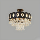 Hallway Crystal Tapered Black Semi-Flush Mount Light Image - 7