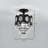 Hallway Crystal Tapered Black Semi-Flush Mount Light #size