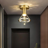 Hallway Diamond Crystal Gold Semi-Flush Mount Light Image - 1