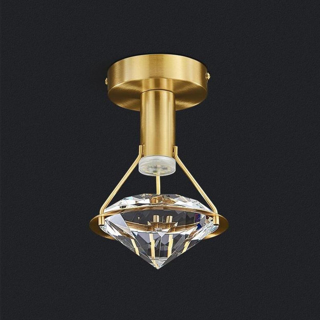 Hallway Diamond Crystal Gold Semi-Flush Mount Light Image - 4