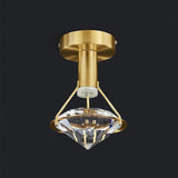 Hallway Diamond Crystal Gold Semi-Flush Mount Light Image - 4