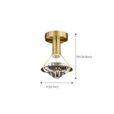 Hallway Diamond Crystal Gold Semi-Flush Mount Light #size