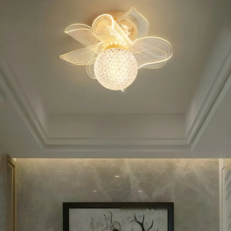 Hallway Elegant Flower Glass Ball Flush Mount Light Image - 1