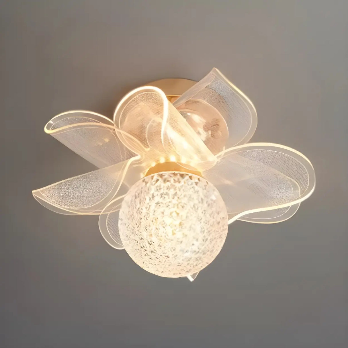 Hallway Elegant Flower Glass Ball Flush Mount Light Image - 4