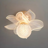 Hallway Elegant Flower Glass Ball Flush Mount Light Image - 4