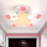 Hallway Elegant Pink Rose Small Semi-Flush Mount Light Image - 1