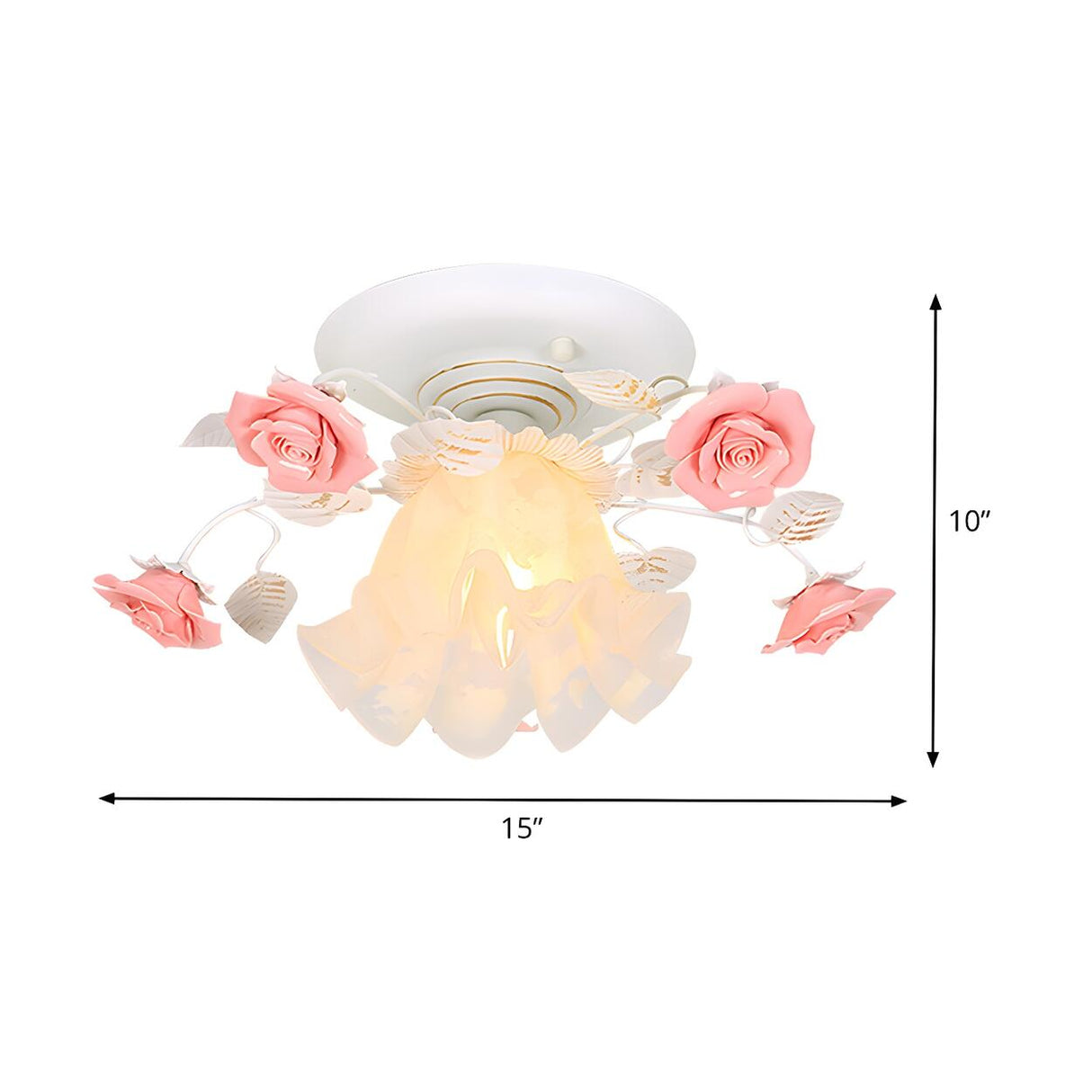 Hallway Elegant Pink Rose Small Semi-Flush Mount Light Image - 5