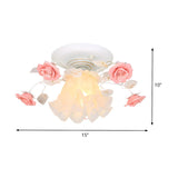 Hallway Elegant Pink Rose Small Semi-Flush Mount Light Image - 5