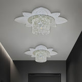 Hallway Floral Crystal Cylinder LED Flush Mount Light Image - 2