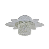 Hallway Floral Crystal Cylinder LED Flush Mount Light Image - 3