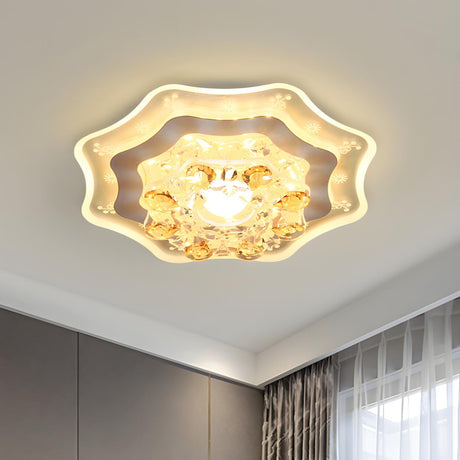 Hallway Flower Crystal LED Flush Mount Ceiling Light Image - 1