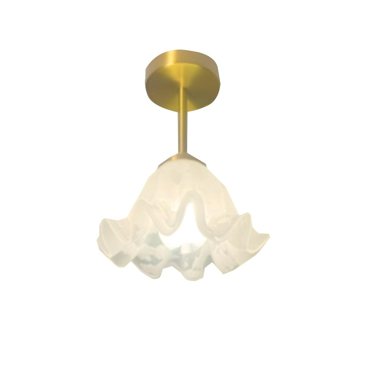 Hallway Flower Frosted Glass Gold Semi-Flush Mount Lamp Image - 7