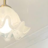 Hallway Flower Frosted Glass Gold Semi-Flush Mount Lamp Image - 9