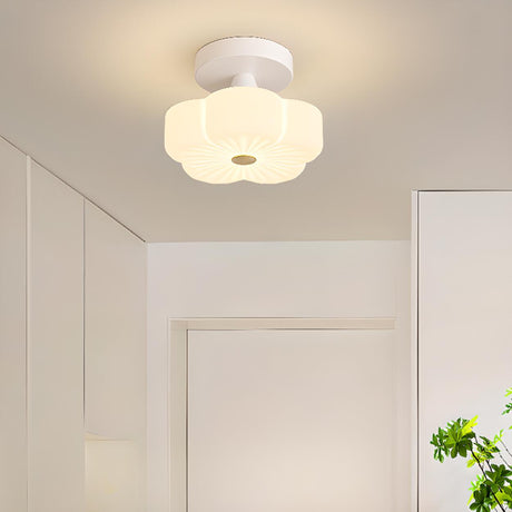 Hallway Flower White Semi-Flush Mount Ceiling Light Image - 1