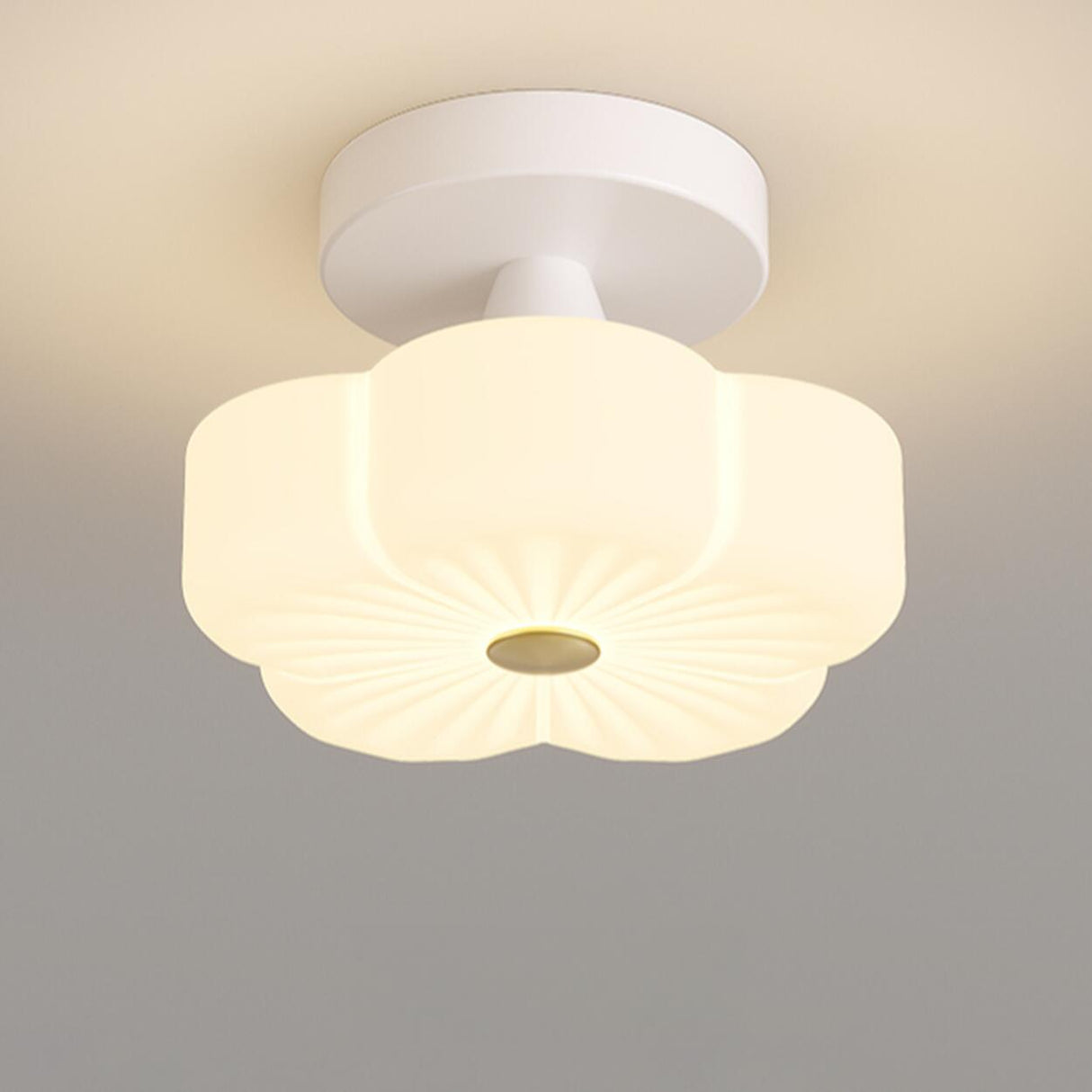 Hallway Flower White Semi-Flush Mount Ceiling Light Image - 10