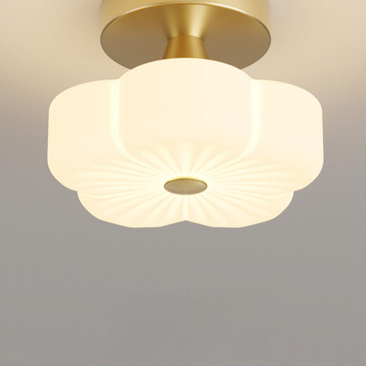 Hallway Flower White Semi-Flush Mount Ceiling Light Image - 12