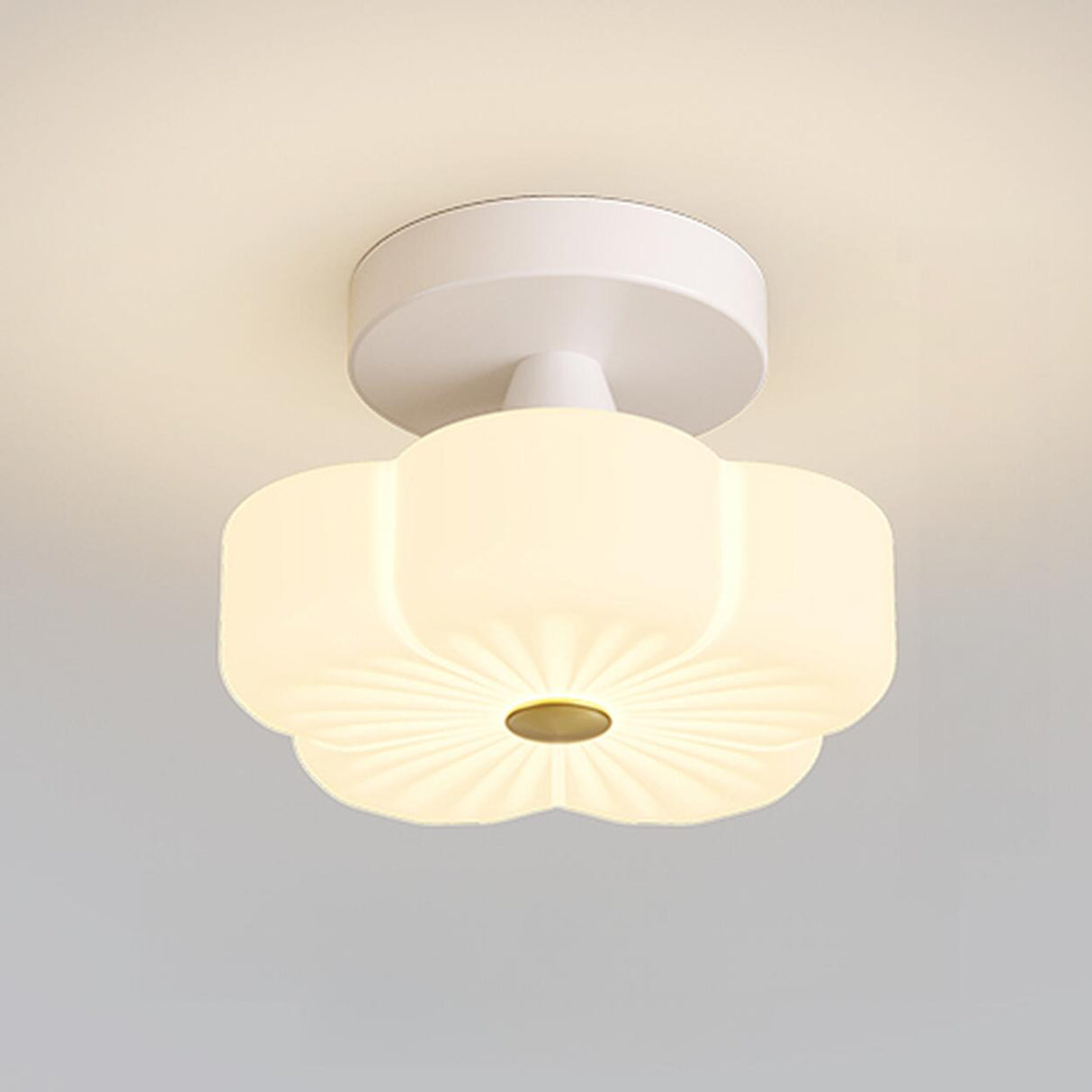 Hallway Flower White Semi-Flush Mount Ceiling Light Image - 2