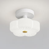 Hallway Flower White Semi-Flush Mount Ceiling Light Image - 3