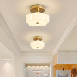 Hallway Flower White Semi-Flush Mount Ceiling Light Image - 4