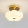 Hallway Flower White Semi-Flush Mount Ceiling Light Image - 5