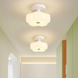 Hallway Flower White Semi-Flush Mount Ceiling Light Image - 6