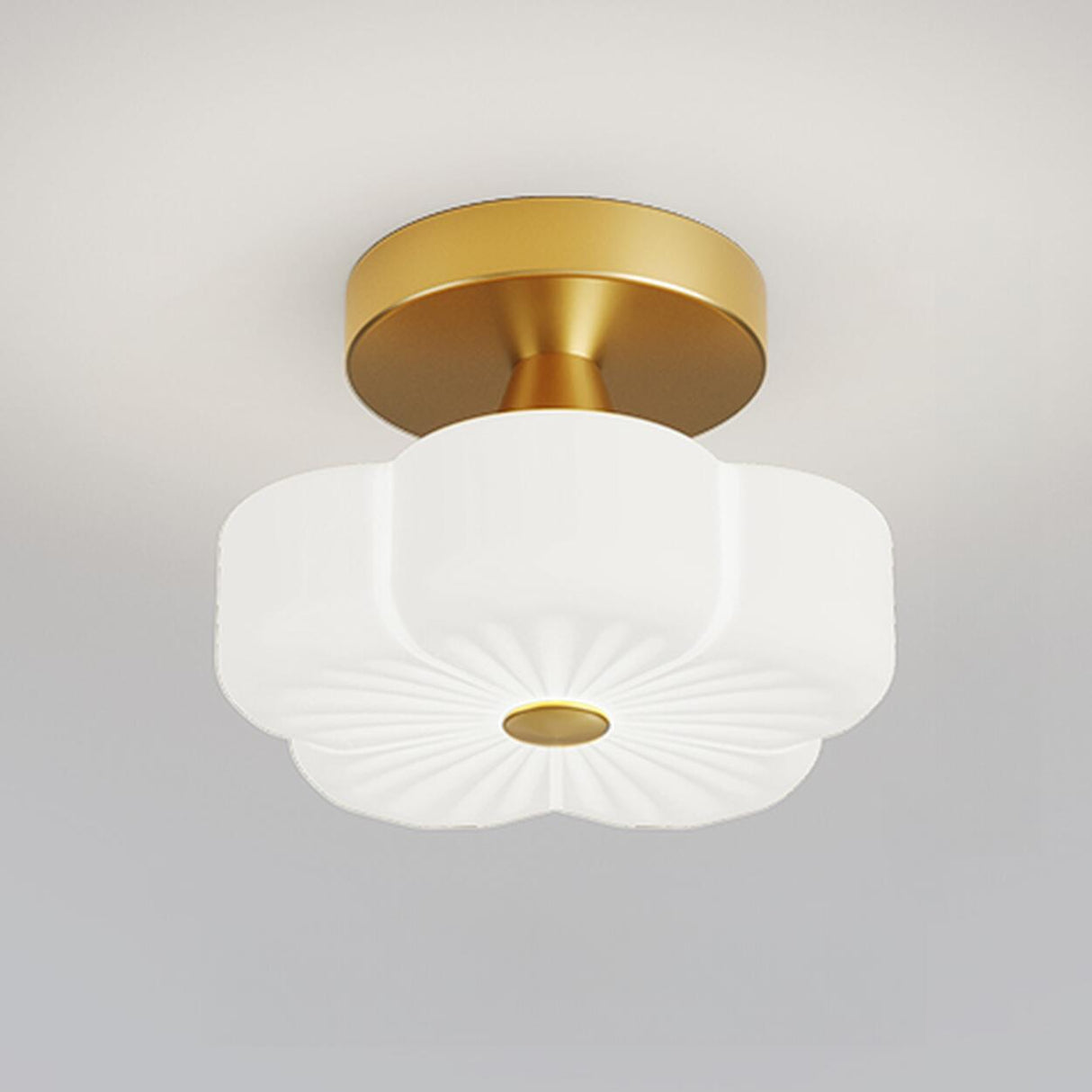 Hallway Flower White Semi-Flush Mount Ceiling Light Image - 7